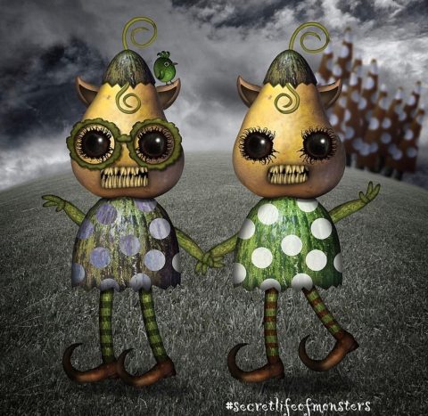 Monster twins of Quirky (Framed)