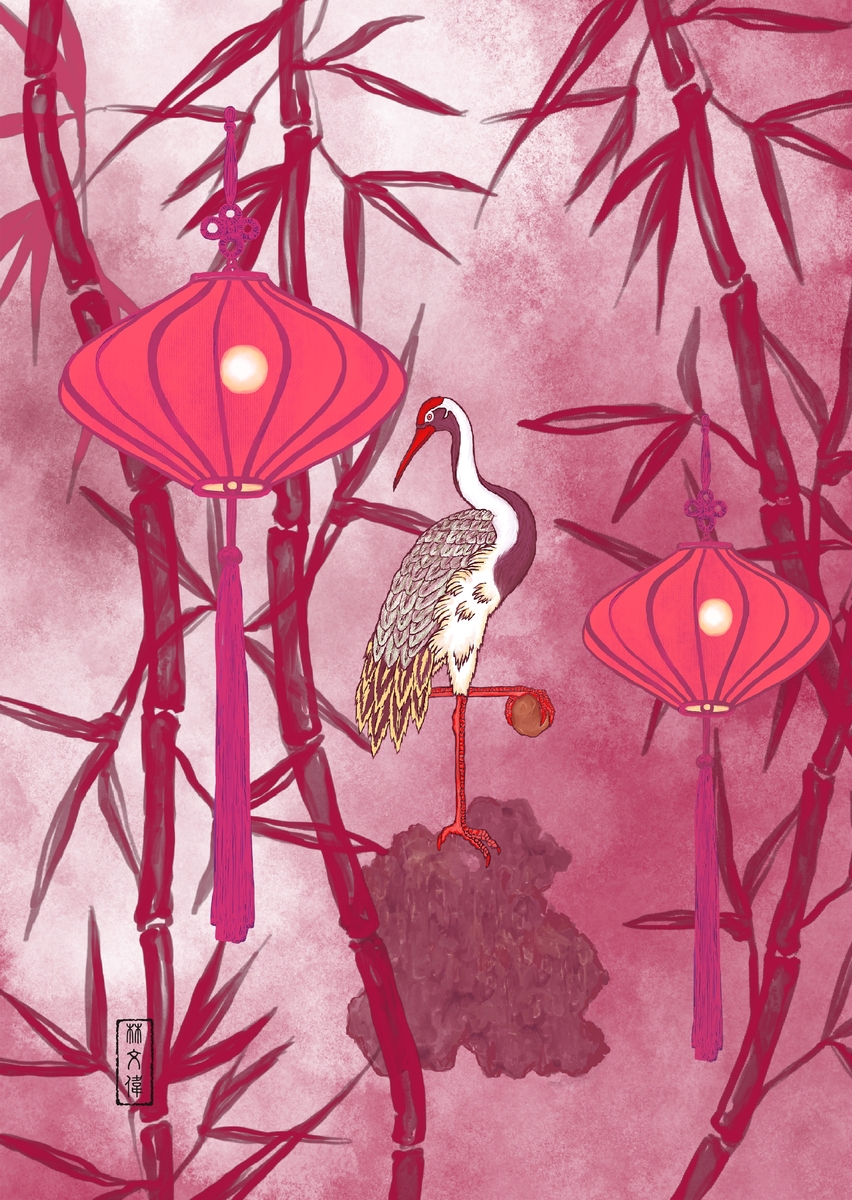 Cranes Amongst The Bamboo- Limited Edition of 6
